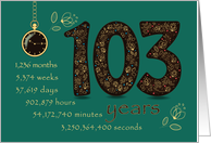 103rd Friendship Anniversary. Time counting floral card