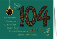 104th Birthday Card. 104 years break down into months, days, etc. card