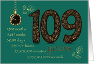 109th Birthday Card. 109 years break down into months, days, etc. card