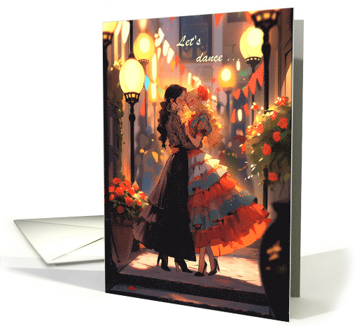 Two Women Dance of Love First Date and Milestone For Lesbians card
