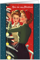 Vintage Christmas Dreams Two Women card