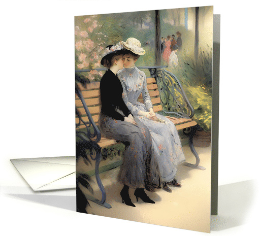 A Tender Kiss In The Park Vintage Love Of Two Women card (1822942)