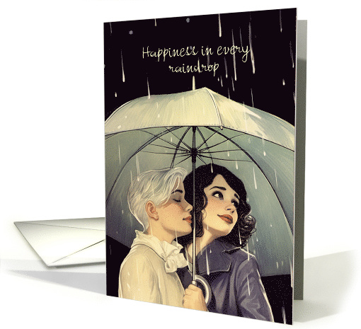 A Romantic Rendezvous In The Rain Two Girls Love card (1823030)