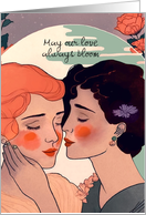 A Dreamy Kiss Of Vintage Ladies Lesbians First Date card