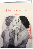 Vintage Pencil Sketch Two Women Kiss card