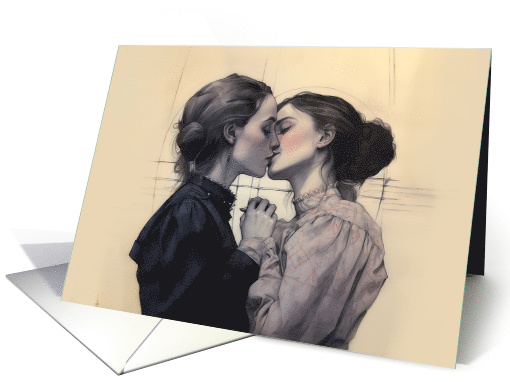 A Love That Transcends Time Two Women Kiss card (1823140)