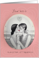 In The Gentle Strokes Of A Graphite Sketch Two Women Kiss card