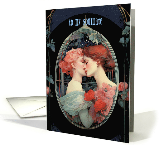 Tender Embrace in Floral Frame Radiant Passion Luxurious Contrast card