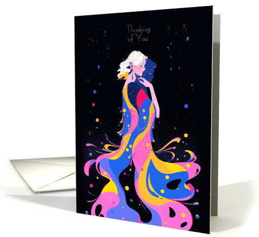 Psychedelic Pop Art Neon Lesbian Thinking of You Support card