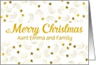 Custom Merry Christmas Shooting Stars For Aunt and Family card