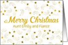 Custom Merry Christmas Shooting Stars For Aunt and Fiance card