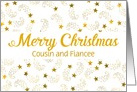 Custom Merry Christmas Shooting Stars For Cousin and Fiancee card