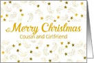 Custom Merry Christmas Shooting Stars For Cousin and Girlfriend card
