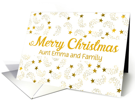 Custom Merry Christmas Shooting Stars For Aunt and Family card