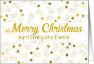 Custom Merry Christmas Shooting Stars For Aunt and Fiance card