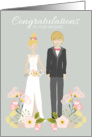 Floral with Blonde Couple Wedding Congratulations card
