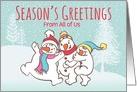 Custom Illustrated Snowy Christmas Family Snowman card