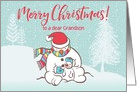 Custom Illustrated Snowy Christmas Big and Little Snowmen card