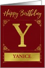 Illustrated Custom Happy Birthday Gold Foil Effect Monogram Y card