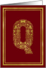 Illustrated Gold Foil Effect Monogram Letter Q for Any Occasion card