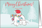 Custom Illustrated Snowy Christmas Snowmen To Aunt card