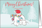 Custom Illustrated Snowy Christmas Snowmen To Uncle card