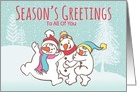 Custom Illustrated Snowy Christmas Snowmen For All Of You card