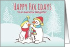 Custom Illustrated Snowy Christmas Two Snowmen For Babysitter card