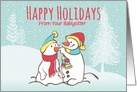 Custom Illustrated Snowy Christmas Two Snowmen From Babysitter card