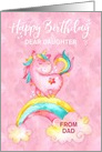 Custom Unicorn on Rainbow Watercolor Effect Birthday for Daughter card