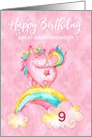 Custom Unicorn on Rainbow Watercolor Effect For Great Granddaughter card