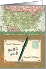 Custom Name Relocating to Another State, USA Vintage Map, Missing You card
