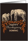 Custom Illustrated Two Elephants Happy Thankgiving card
