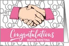 Custom Handshake Pink Congratulations on Residency Match card