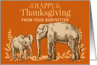 Custom Adult and Young Elephants Happy Thankgiving From Babysitter card