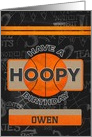 Custom Name Chalkboard Effect Background Basketball Hoopy Birthday card