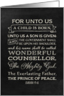Christmas Bible Verse Isaiah 9:6 Black Board and Chalk Effect card
