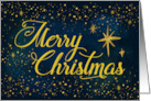 Glittery Gold Effect Merry Christmas, Stars on Night Sky card