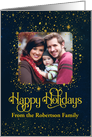 Custom Photo and Name Happy Holidays Starry Night Sky card