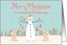 Custom For Physiotherapist Merry Christmas Snowman Bunnies Baubles card