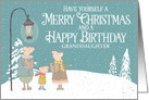 Custom Merry Christmas and Happy Birthday Singing Mice Snowy Scene card