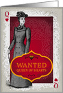 Wanted Queen of Hearts, Be My Valentine Vintage card