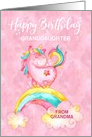 Custom Unicorn on Rainbow Watercolor Effect Birthday for Granddaughter card