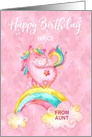 Custom Unicorn on Rainbow Birthday For Niece From Aunt card