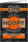 Custom Name For Great Nephew 9th Hoopy Basketball Birthday card