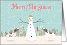 Christmas German Shorthaired Pointers, Snowman with Dog and Baubles card