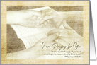 Vintage Praying for the Homeless, Praying Hands, Philippians 4:19 KJV card