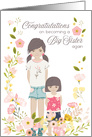 Illustrated Congratulations on Being Big Sister Again, Two sisters card