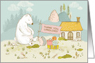 Thank You Landlord, Illustrated Bear and Hedgehog with House card