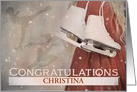 Custom Congratulations with Ice Skates and Silhouette Ice Skater card